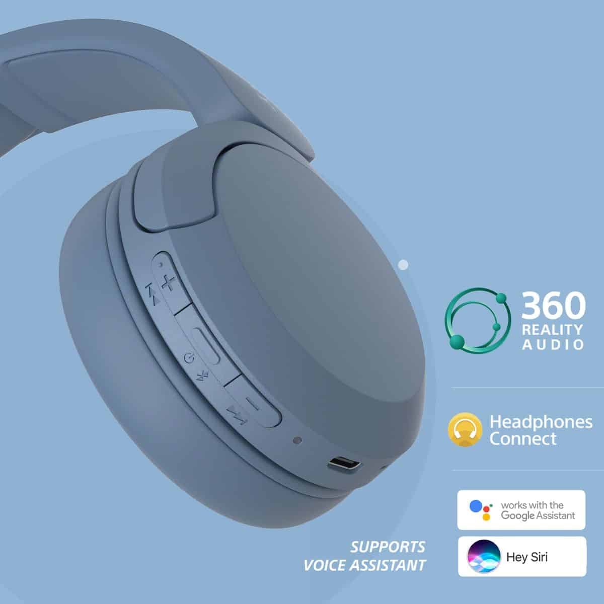 Sony WH-CH520 Azul Com butões e descrição de funções